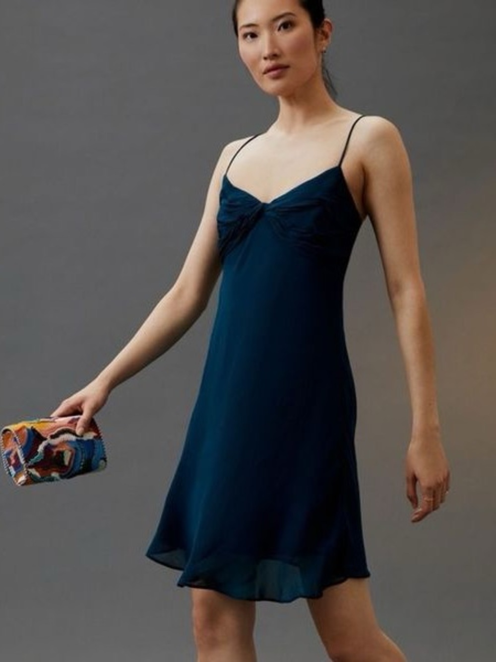 Anthropologie Navy Slip Dress with Spaghetti Straps